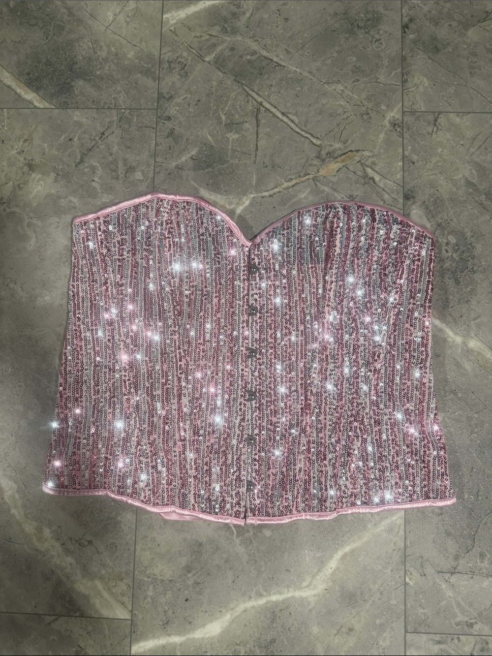 Strapless Pink Sequin Corset Top